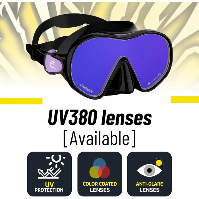 Маска та трубка Cressi x Steve Aoki HiroQuest Limited Edition: F-Dual, Supernova Dry, лінза 380, чорний/фіолетовий