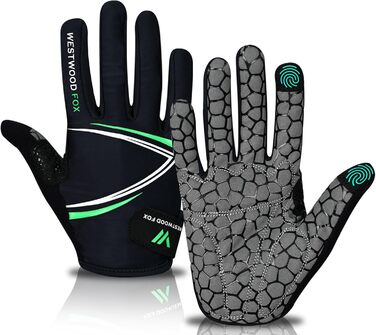 Велосипедні рукавички Westwood Fox Vofinger з антиковзким покриттям та підтримкою сенсорного екрану, амортизуючі рукавички для гірського велосипеда, шосе, перегонів, їзди та спорту для чоловіків та жінок (S, зелений)