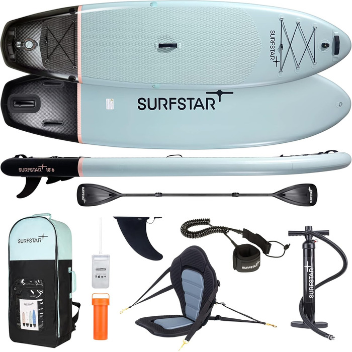 Надувна SUP-дошка Surfstar 320x84x15 см з сидінням для каяка, комплект для падлбордингу з тримачем для камери та аксесуарами