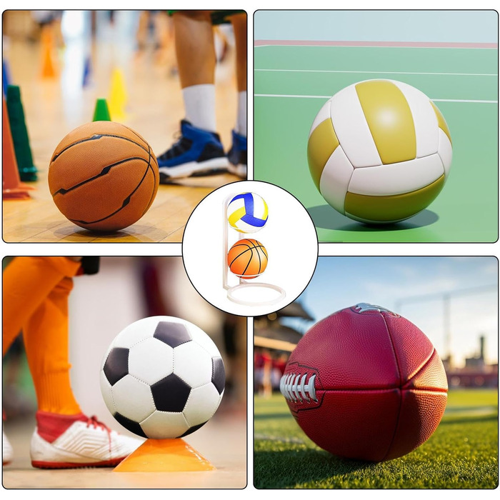 Стенд для м'ячів: баскетбол, футбол, волейбол, металевий, 2 яруси, білий