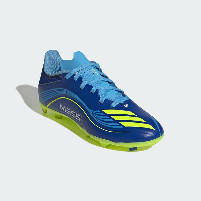 Дитячі футбольні бутси Adidas F50 Messi League для гри на твердих та універсальних майданчиках (31 EU, Royal Blue Solar Yellow Semi Blue Burst)