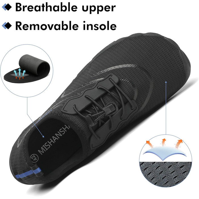 Чоловічі та жіночі аквашузи Mishansha, чорного кольору, розмір 40 EU