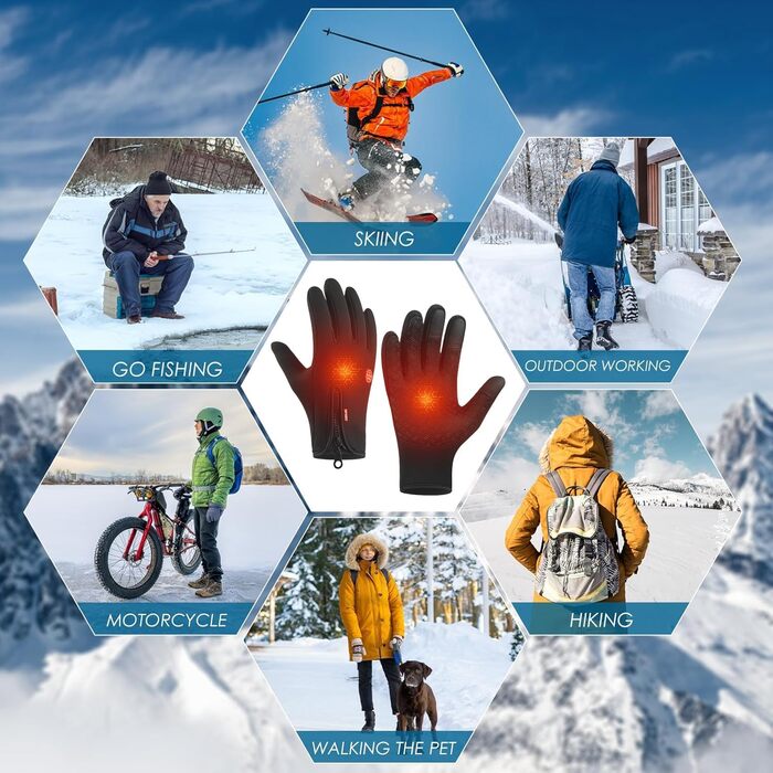 Електричні гріючі рукавички з підігрівом USB для чоловіків та жінок, сенсорні, для альпінізму, походів, велоспорту, кемпінгу