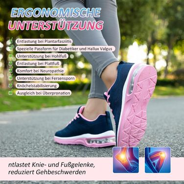 Жіночі кросівки для фітнесу та бігу Laufschuhe синьо-рожеві з амортизацією та підтримкою стопи (36 EU)