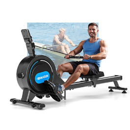 Рядок для дому DMASUN: Магнітний тренажер-веслування з LCD-дисплеєм, 16 рівнів навантаження, до 160 кг, синій