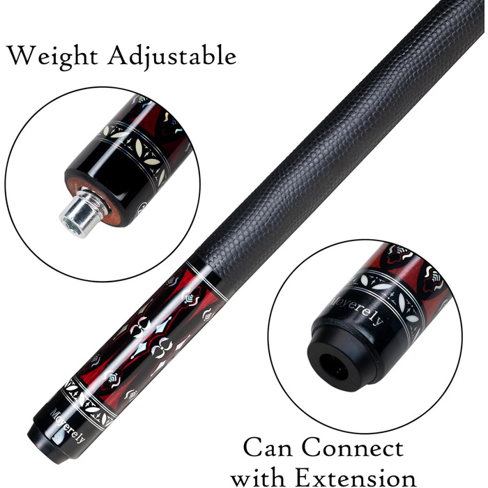 Професійний більярдний кий Moyerely з карбону, 11.8/12.5 мм, низька відхилення, з чохлом MF1-PU Wrap + подовжувач 11.8 мм