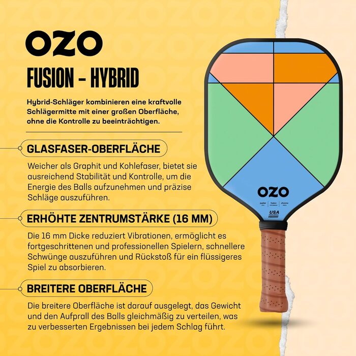 Ракетка для піклболу OZO для початківців та гравців середнього рівня, гібридна