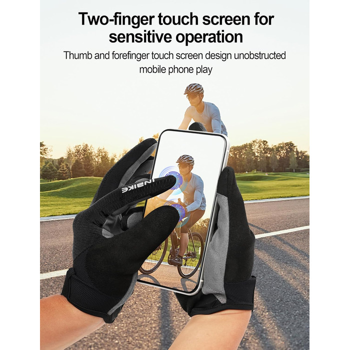 Велосипедні рукавички INBIKE для чоловіків, чорні, розмір L, 2 пальці, сенсорний екран, зносостійкі, дихаючі, світловідбиваючі