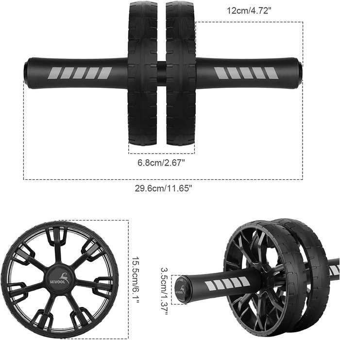 Ролер для пресу, тренажер для пресу Ab Wheel Set з килимком для колін, антиковзаюче подвійне колесо, тренування пресу для чоловіків та жінок