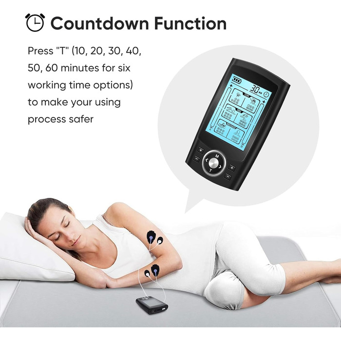 EMS масажер TENS з 36 програмами та 10 електродів для зняття болю та масажу, 2 канали, акумуляторний