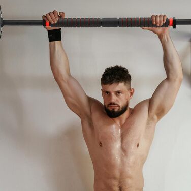 Климмувальна стійка Gymtek для дверного прорізу 70-100 см - для дому, фітнесу, силових тренувань (червона)