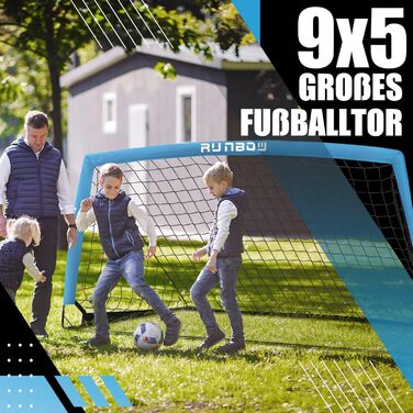 Ворота для футболу RUNBOW для дітей, портативні, для двору, дитяче тренування, з сумкою, 2.7 x 1.5 м (Сіро-блакитний)