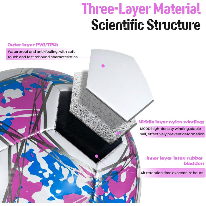 Дитячий футбольний м'яч розмір 5, рожевий, з насосом, сіткою та сумкою. Стандартний тренувальний м'яч з шкіри для дітей.