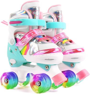 Дитячі ролики Ceestyle Verstellbare з регульованим розміром, світлові колеса, для хлопчиків та дівчаток, розмір 27-37 (4 розміри), рожеві