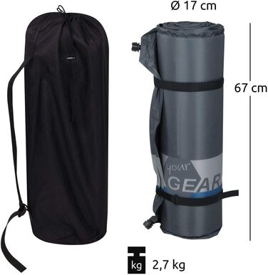 Каремат самонадувний your GEAR ISO 700 200x63x7 см для кемпінгу, пляжу, гостей - водонепроникний, легкий, з піною 7 см