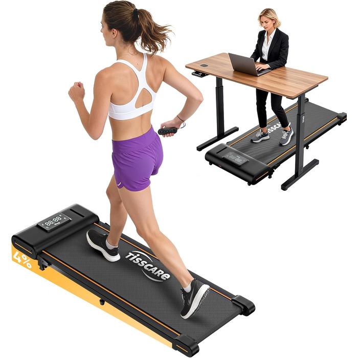 Біговий доріжки TISSCARE для дому та офісу: тихий тренажер для ходьби з регулюванням нахилу, LED-дисплеєм, вагою до 130 кг та швидкістю 1-6 км/год (без ручки).