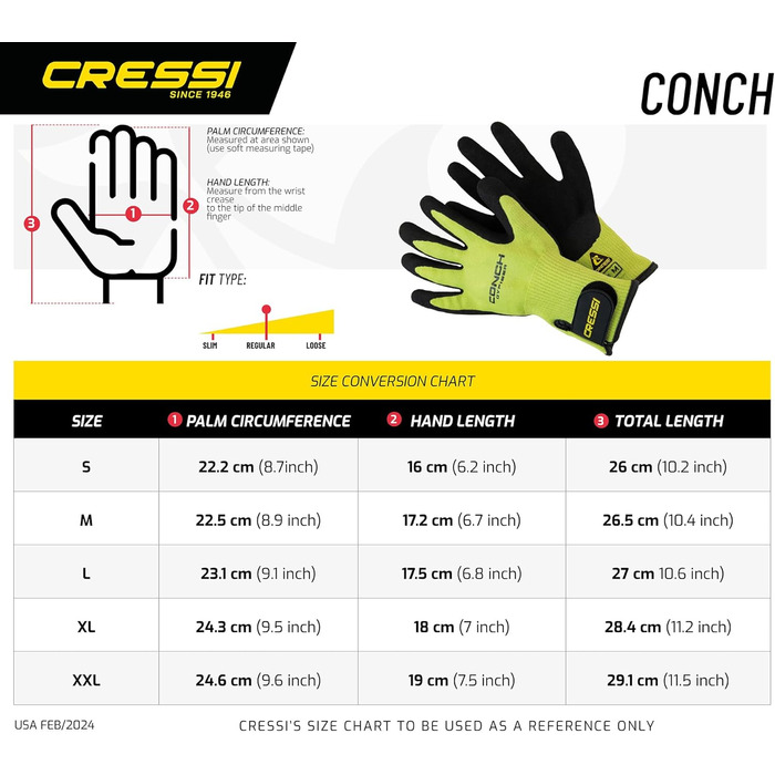 Рукавички для дайвінгу Cressi Conch Dyfiber, XL, лайм