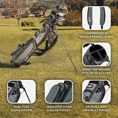Гольф сумка Sunday Golf Loma XL – Легка сумка з ременем та стійкою – Зручна сумка для пітч-н-патт гольфу – для полів Par 3 та Executive, 3,4 фунти (Універсальний розмір, Колір: Місячна зелень)