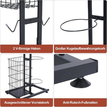 Металевий органайзер для м'ячів: підставка для баскетбольного та футбольного м'яча, полиці для зберігання, для дітей, в приміщенні
