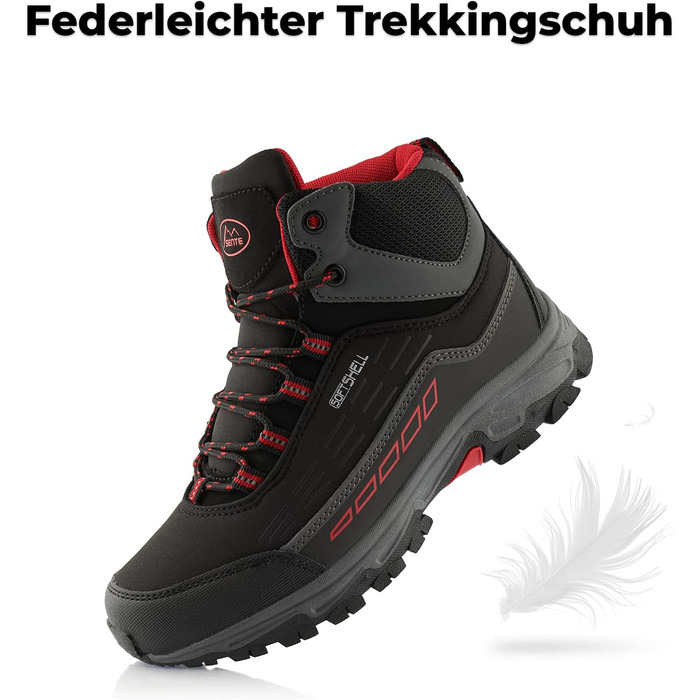 Черевики для піших прогулянок для жінок та чоловіків, водонепроникні зимові черевики, розмір 37 EU, чорний/червоний