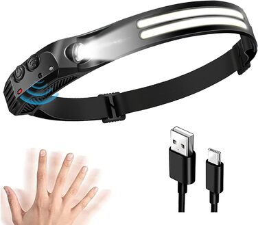 Фронтальний ліхтар GSY LED з перезаряджанням, 2 COB LED, 1000 люмен, сенсор, вологостійкий, 230° світловий потік