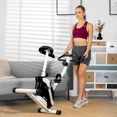 Велотренажер Hop-Sport HS-045H EOS для дому, компактний фітнес-велосипед з пульсометром, тримачем для планшета, тренувальним комп'ютером, максимальна вага користувача 120 кг, червоний