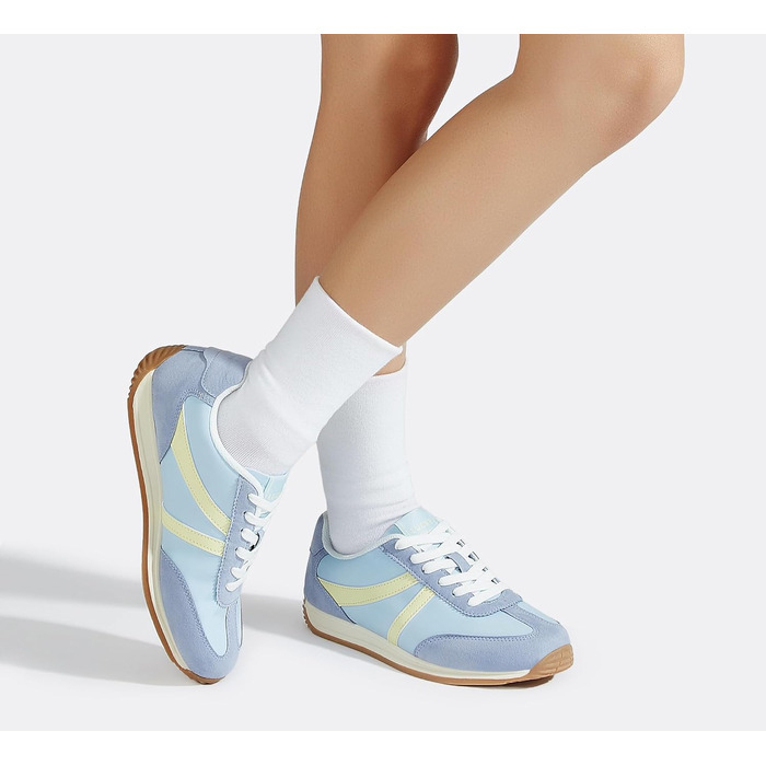 Жіночі ретро-кросівки LUCKY STEP: зручні повсякденні черевики 39 EU, синьо-жовті, з протиковзкою підошвою та дихаючою підкладкою