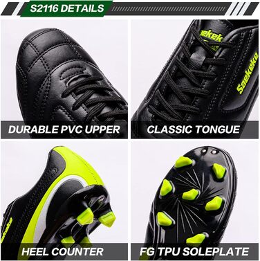 Дитячі футбольні бутси FG для хлопчиків та дівчаток, розмір 32 EU, чорний, модель S2116