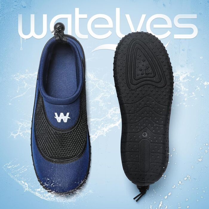 Водні черевики WateLves: дихаючі, швидковисихаючі, унісекс, для плавання, пляжу, басейну, розмір 39 EU, блакитний