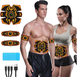 Електричний тренажер для пресу EMS, тренажер для живота, безпечний та ефективний, 6 режимів, 15 інтенсивностей, 10 шт. запасних електродів