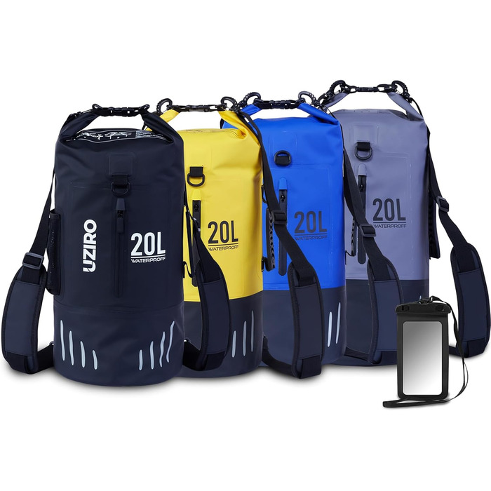 Водонепроникний рюкзак UZIRO 20L, Dry Bag, сірий
