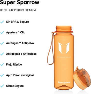 Фляга Super Sparrow Tritan - спортивна пляшка для води 350/500/750/1000 мл, BPA-free, для спорту, велосипеда, фітнесу, подорожей, універсітету, Outdoor, легка, екологічна (500 мл, світло-жовта)