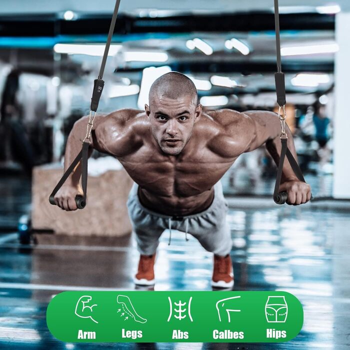 Еластичні гумки WIKDAY для фітнесу: комплект з ручками, фіксатором для дверей та ремінцями для щиколоток. Ідеально для кросфіту, розтяжки та домашніх тренувань.