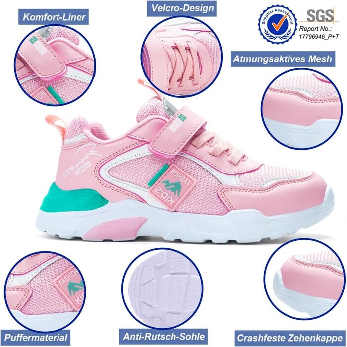 Дитячі кросівки Kinder: спортивні, легкі, дихаючі, для бігу та активного відпочинку. Унісекс, рожевий (29 EU)