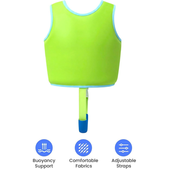 Дитячий жилет для плавання Gogokids 15-30 кг, для навчання плаванню, 1-8 років, зелений S (1-3 роки)