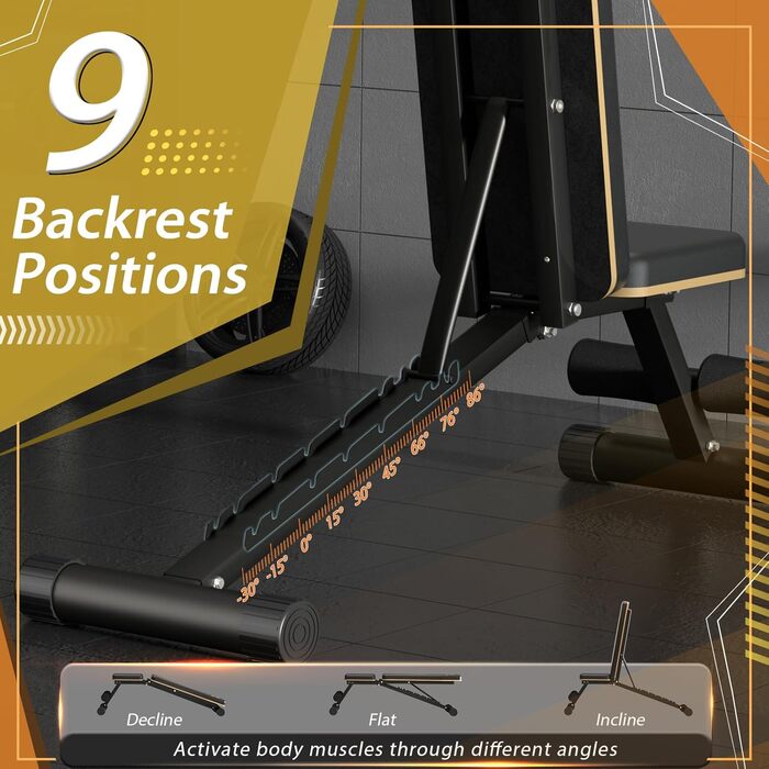 Складний тренажер для дому: лавка для жиму з вагою, 299,4 кг, для всього тіла, жимова лавка, лавка для пресу, силові тренажери