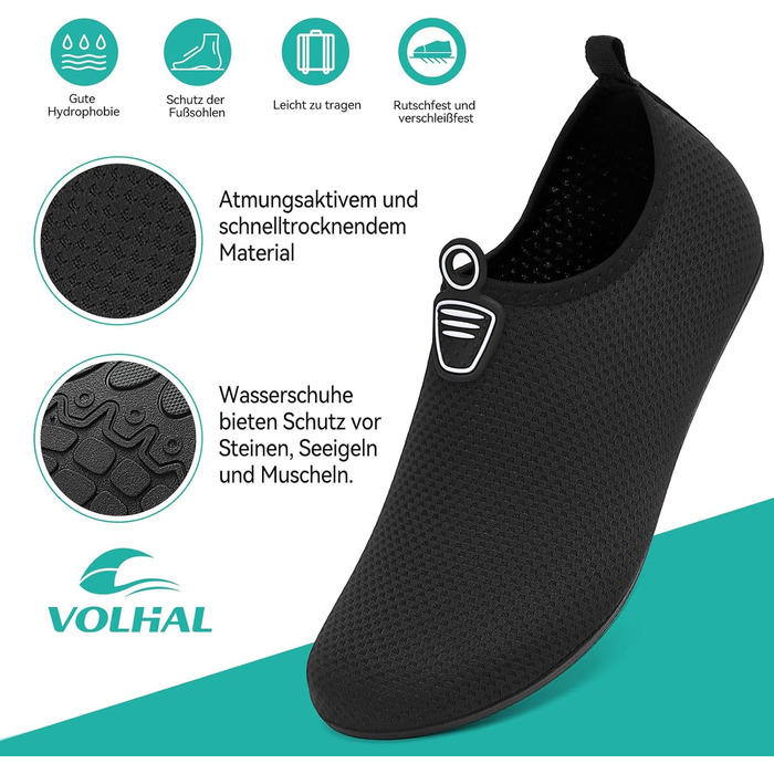 Аквашузи для плавання та відпочинку на пляжі: чоловічі та жіночі, швидковисихаючі, з антиковзаючою підошвою, для йоги та басейну, розмір 35-47 EU (46 EU, 803 Чорний)