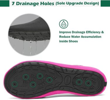 Шкарпетки для душу SAGUARO 7 отворів, швидко сохнуть, не слизькі, для чоловіків та жінок, розмір 36-47 (36/37 EU, Рожево-рожевий)