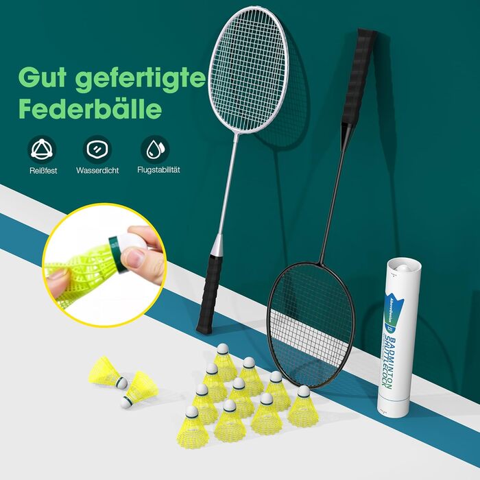 Набір для бадмінтону 6 шт. для ігор на вулиці, включає 6 ракетки, 6 нейлонових воланів для бадмінтону, легкі ракетки для початківців
