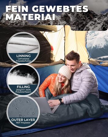 Сплячий мішок KingCamp для двох осіб, зимовий, для кемпінгу, сірий