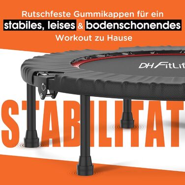 Трамплін для фітнесу DH FitLife складний, Ø102 см, 150 кг, 4 рівня регулювання ручки, стабільний та тихий для дітей та дорослих