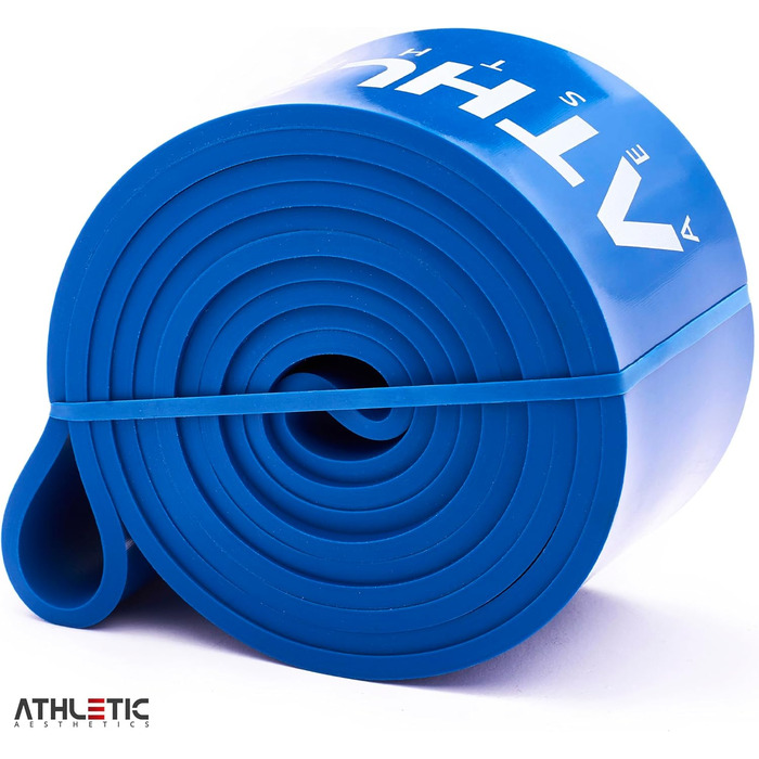 Преміальні фітнес-резинки ATHLETIC AESTHETICS для всього тіла, банда 5, екстремальна жорсткість (синя, 28-80 кг) + PDF-гід