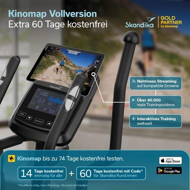 Еліптичний тренажер Skandika Crosstrainer Fint P8-R для дому: тихий, 32 рівні навантаження, 22 програми, до 120 кг, сумісність з Kinomap App, 8 кг маховик, фітнес та спорт