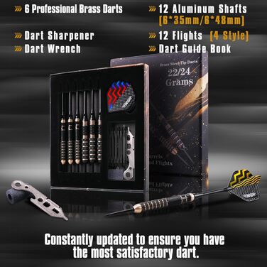 Дарти Turnart Metallspitze Set - Професійний набір дротиків 6 шт (22/24 г) з латунними корпусами та сталевими наконечниками