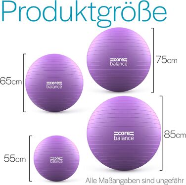 Гімнастичний фітбол Core Balance 75 см для вагітних, антивибуховий, з насосом, фіолетовий