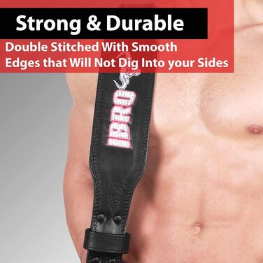 Позбиковий пояс для важкої атлетики IBRO з натуральної шкіри, 7 мм, для чоловіків, присідання, станова тяга, силові тренування, бодібілдинг, міцна сталева роликова застібка, комфортне важке підняття, м'яка спинна підтримка (чорний, XS)