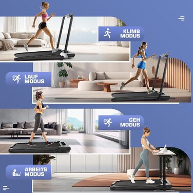 Біговий тренажер ANCHEER 4-в-1, складаний, Walking Pad з нахилом | 1-12 км/год | Пульт дистанційного керування | Чорний