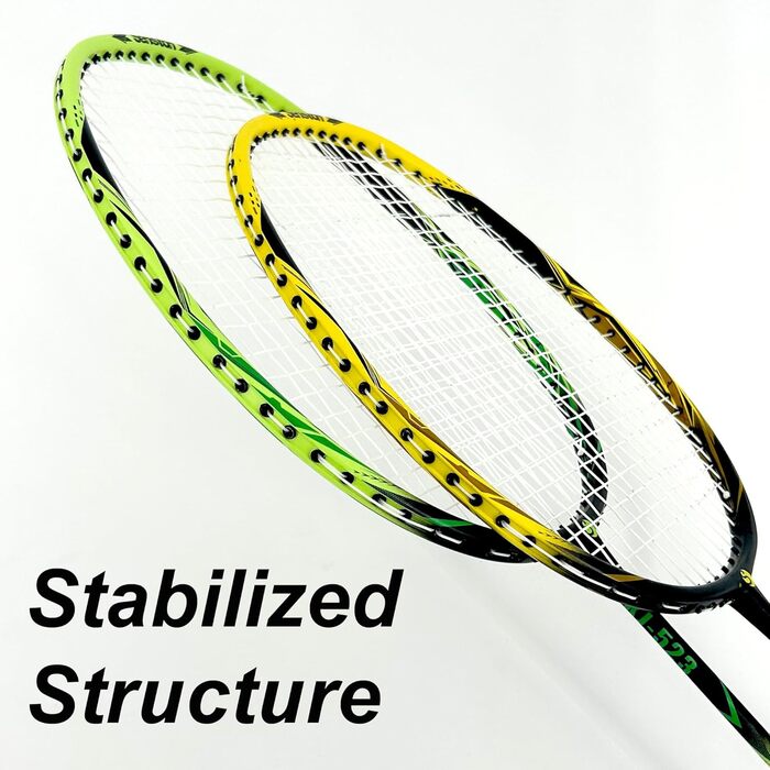 Набір для бадмінтону Senston: 2 ракетки з карбону, сумка та 6 воланів (жовто-зелений)