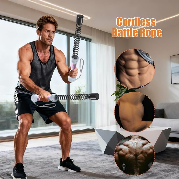 Бойові канати для фітнесу 3-1: бездротові канати для тренувань вдома та в спортзалі (рожеві)