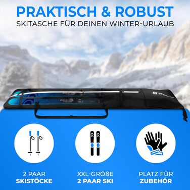 Чохол для лиж STYNGARD Kitzbühel (2 пари, до 200 см) - чорний, водонепроникний